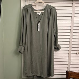 Prologue (Target) balloon-sleeve midi dress in sage green. Size small, fits big.